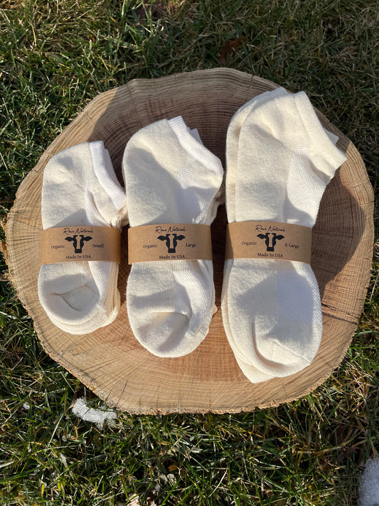 100% Organic Undyed Unbleached Cotton Ankle Socks